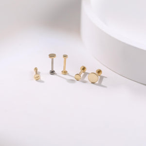 14K Solid Gold Tiny Dot Flat Back Stud - Sparkling Studs for Cartilage, Helix, Tragus & Nose Piercings.