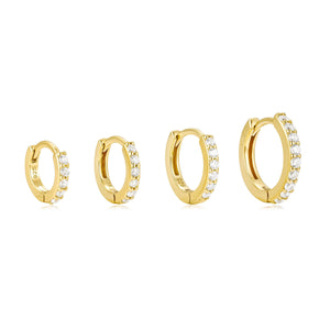 SOLD as Pair，6Mm - 9Mm Cz Pave Gold Huggie Hoop Earrings, Silver Pave Cz Hoop, Cartilage Hoops, Everyday Diamond Huggies, Gift for Her