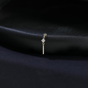 14K Solid Gold Diamond Dangle Charm, Twisted Bar Drop Charm, Gold Piercing Attachment, Fine Dainty Drop Jewelry for Helix, Lobe, Tragus