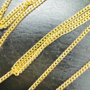 Solid 10K Yellow Gold 1Mm Curb Link Chain Necklace 18”