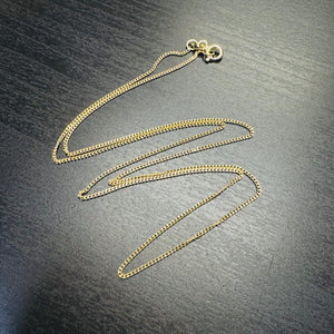 Solid 10K Yellow Gold 1Mm Curb Link Chain Necklace 18”