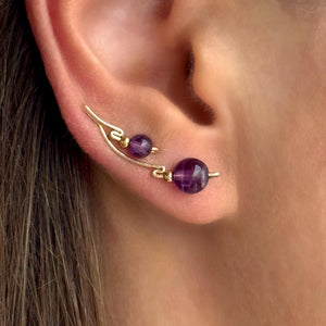 Gold Ear Climbers, Minimalist Handmade Jewelry Gift for Her