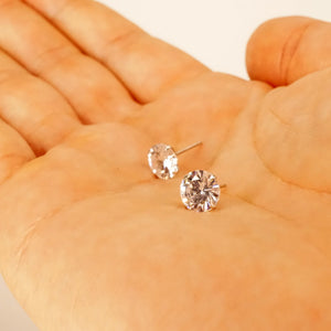Sparkling Lab Grown Diamond Stud Earrings | 5, 6, 7 or 8Mm | Silver Dainty Minimalist Studs | round Cut Diamonds | Gift for Her