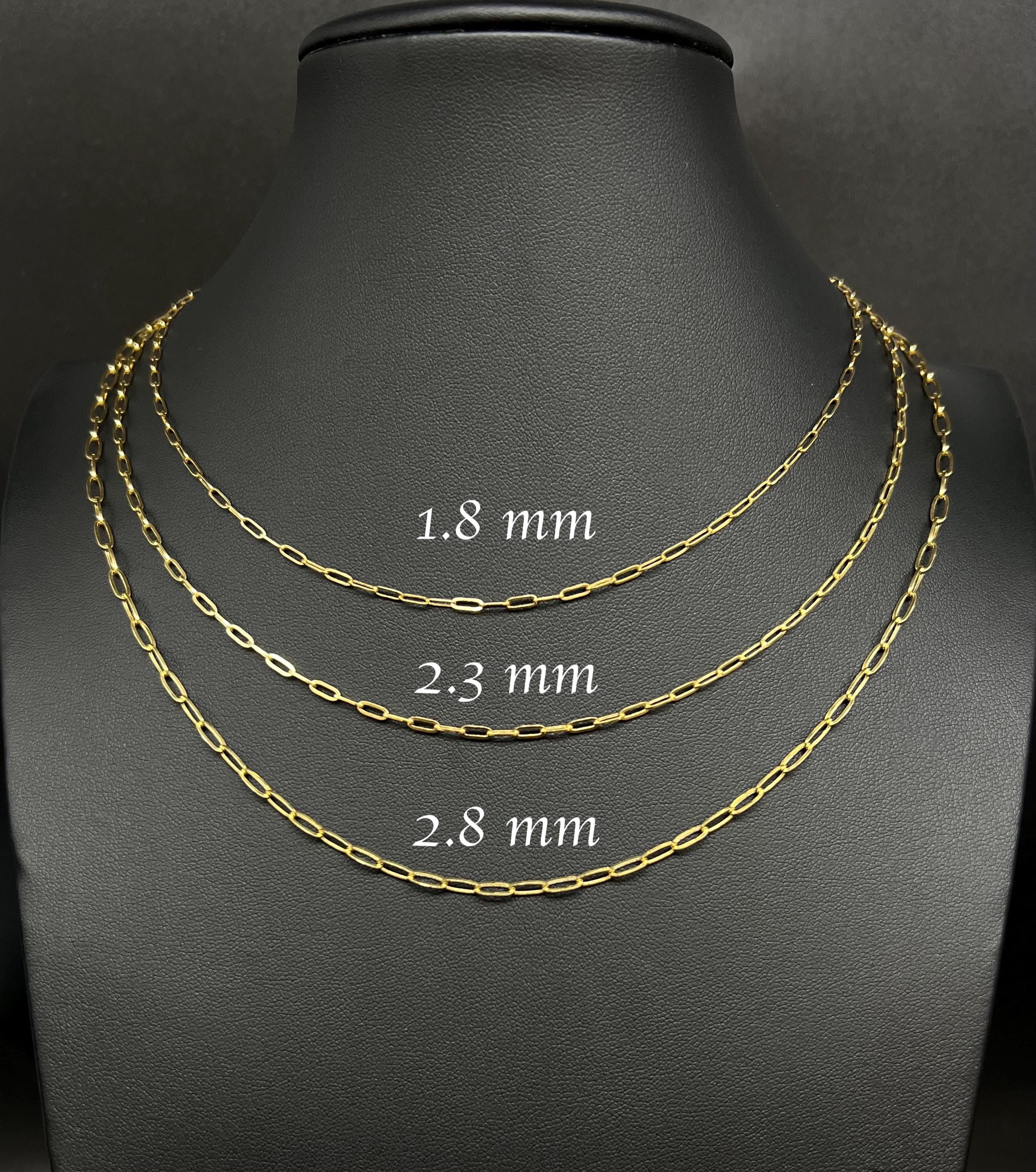 14K Yellow Gold Fancy Paperclip Chain, 14K Gold Paperclip Bracelet, 14K Real Gold Paperclips Necklace, 14K Gold 1.8Mm-5.8Mm Women Chain