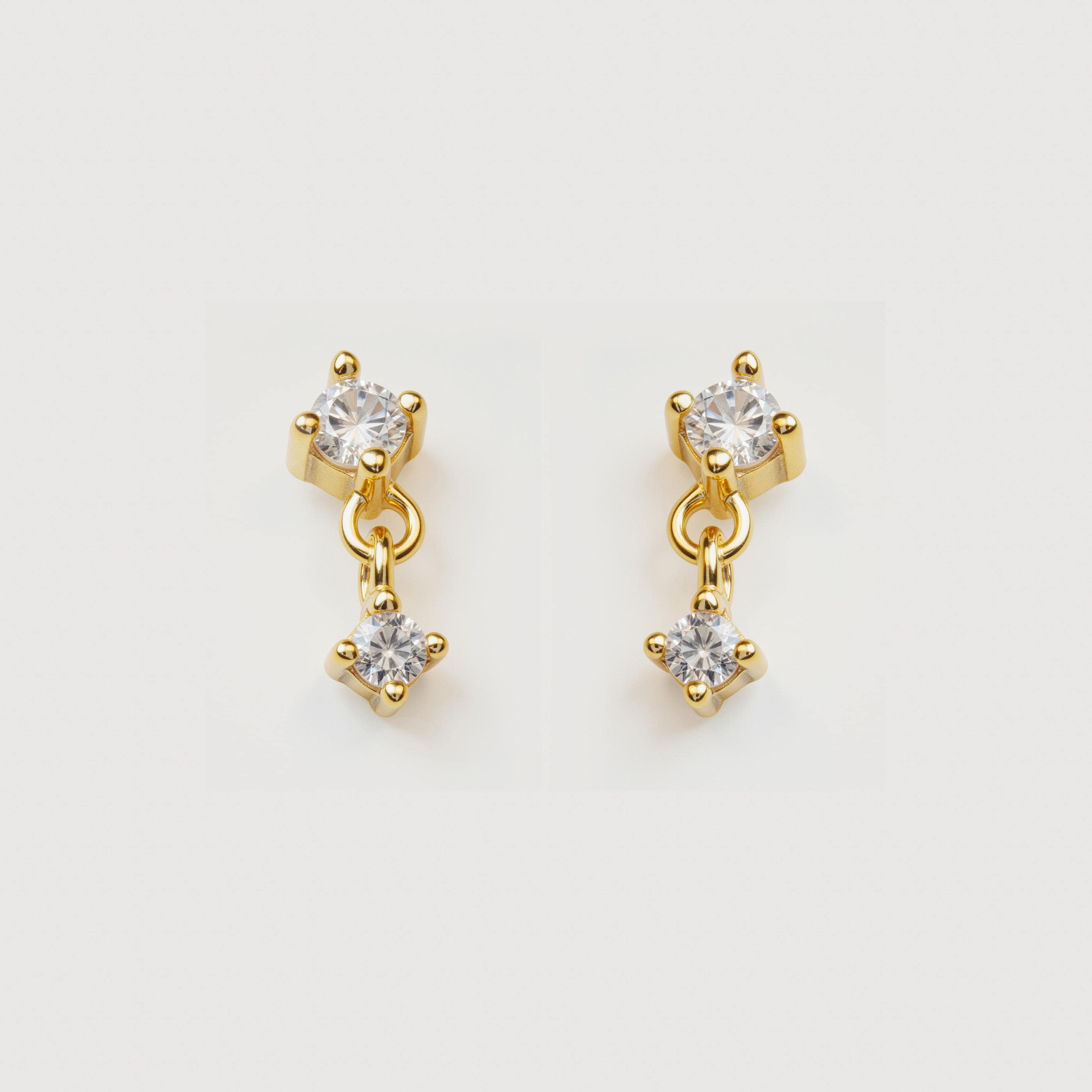 CZ Cubic Diamond Drop Dangle Studs, Dainty Tiny CZ Studs, 18K Gold Plated Sterling Silver Tiny Stud Earrings, Cartilage Stud, Gift for Her