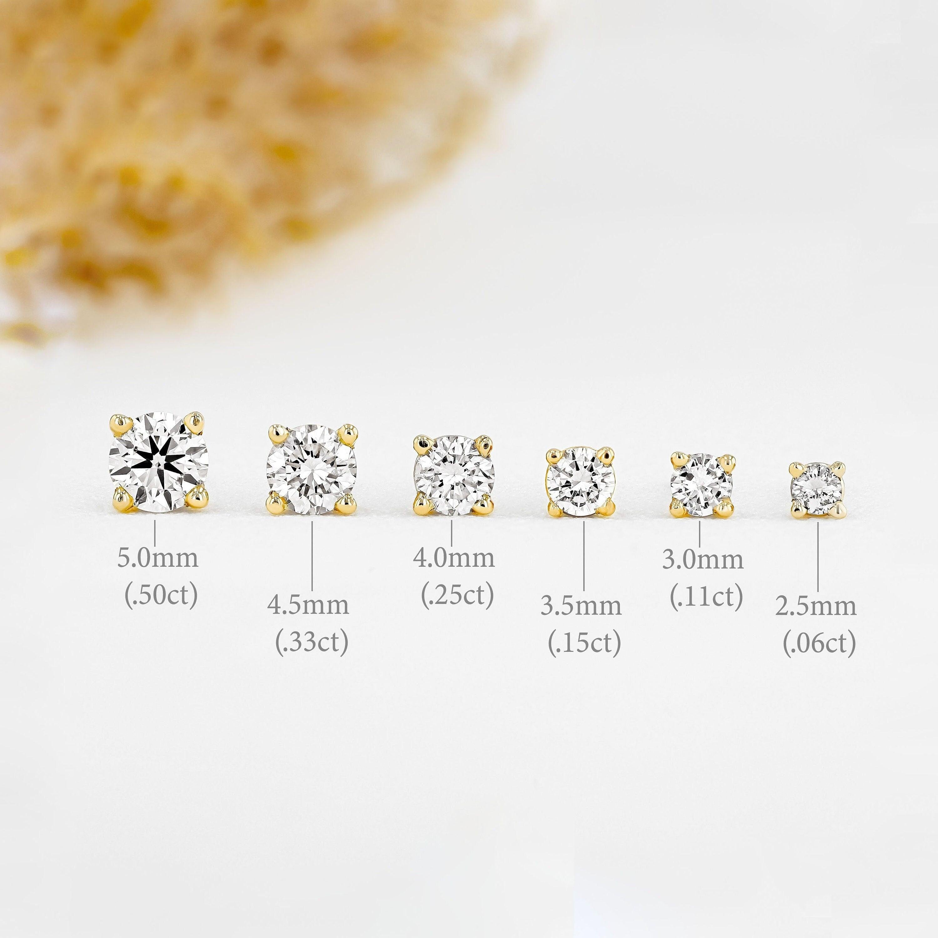 Stunning 14K Gold Natural Diamond Solitaire Stud Earring with Secure Screw Back.