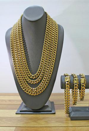 14K Gold Filled Miami Cuban Link 12Mm Unisex Chain Featuring Micro Pave Cubic Zirconia Double Safe Box Lock Clasp, Wholesale Jewelry