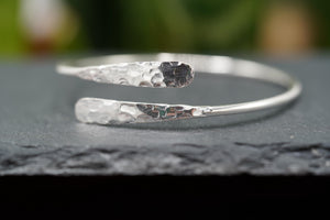 Tarnish-Free Hammered Silver Bracelet - Boho Rustic Bangle for Ethnic Style Lovers.