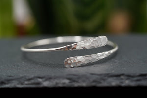 Tarnish-Free Hammered Silver Bracelet - Boho Rustic Bangle for Ethnic Style Lovers.
