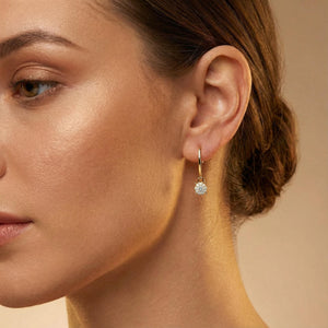 14Kt Gold Earrings, Dangle Diamond Drop Everyday Earrings Minimal Everyday Wear