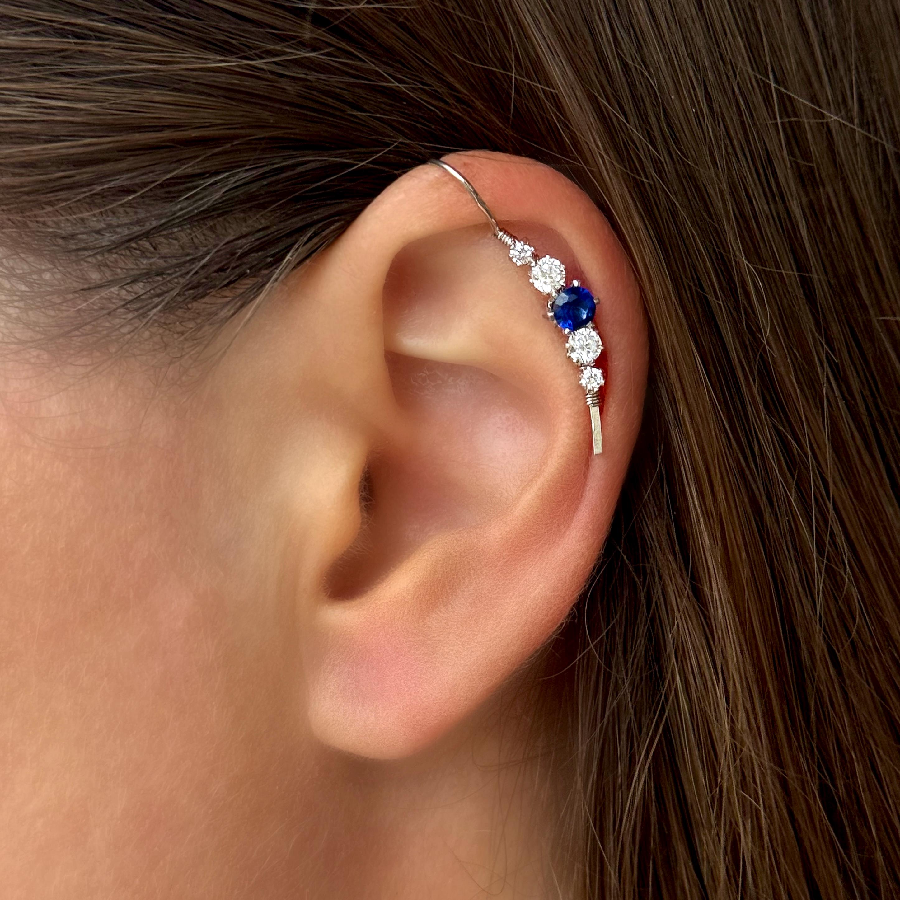 Cubic Zirconia Ear Cuff No Piercing – Handmade Silver Helix Wrap