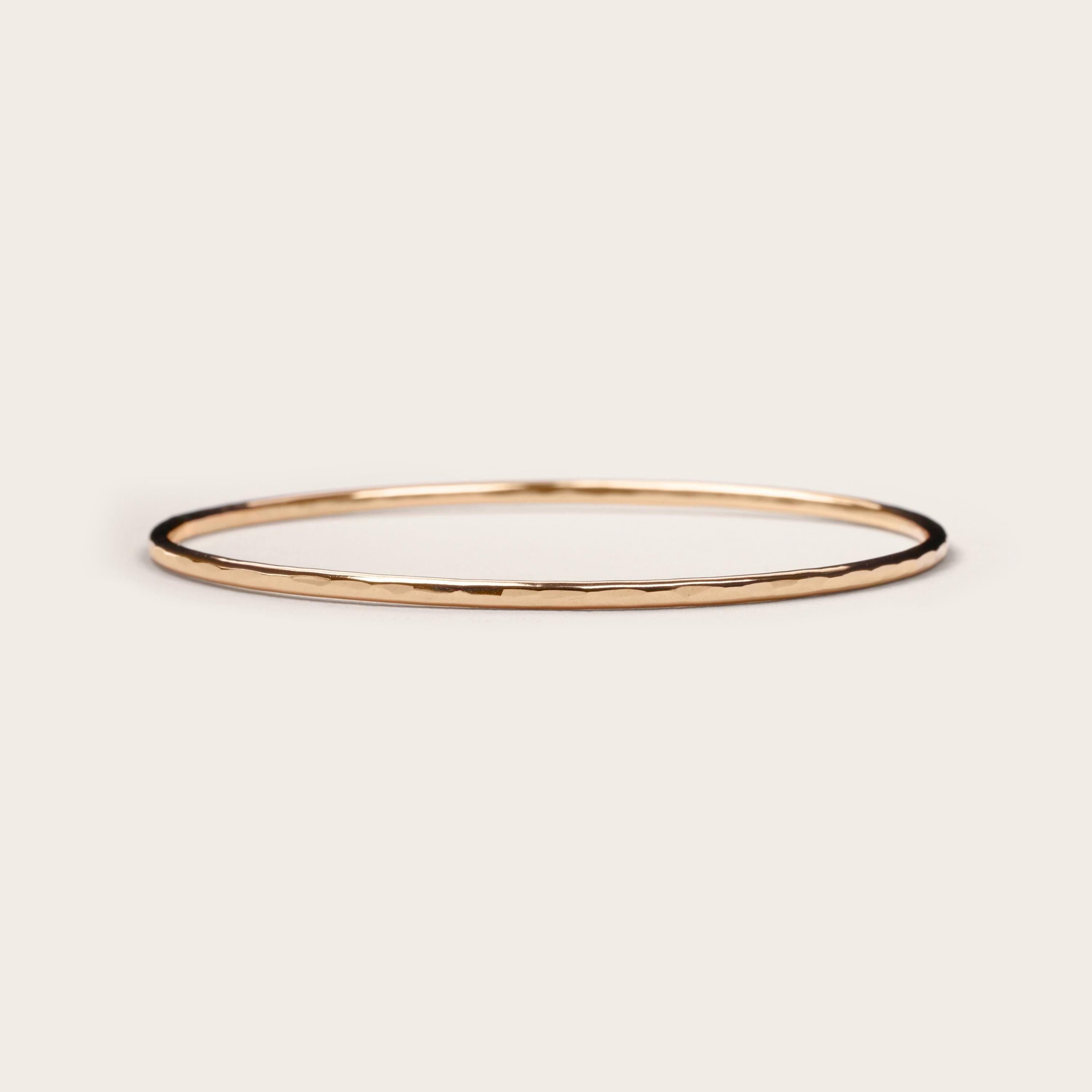Thick 14K Gold Filled Hammered Bangle Bracelet - Perfect Stackable Gift!.