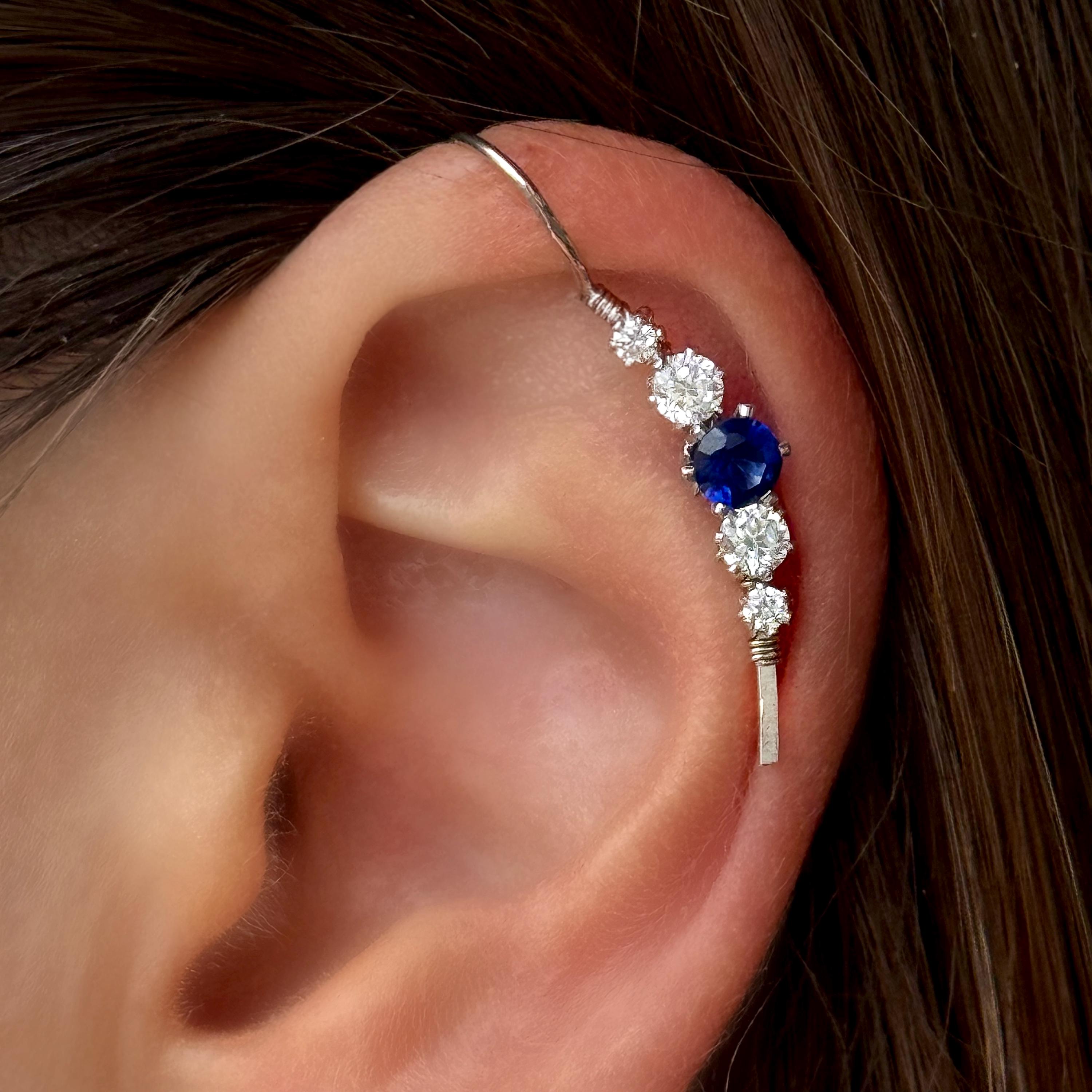 Cubic Zirconia Ear Cuff No Piercing – Handmade Silver Helix Wrap