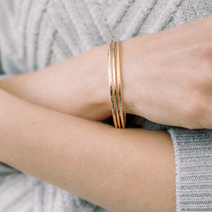Thick 14K Gold Filled Hammered Bangle Bracelet - Perfect Stackable Gift!.
