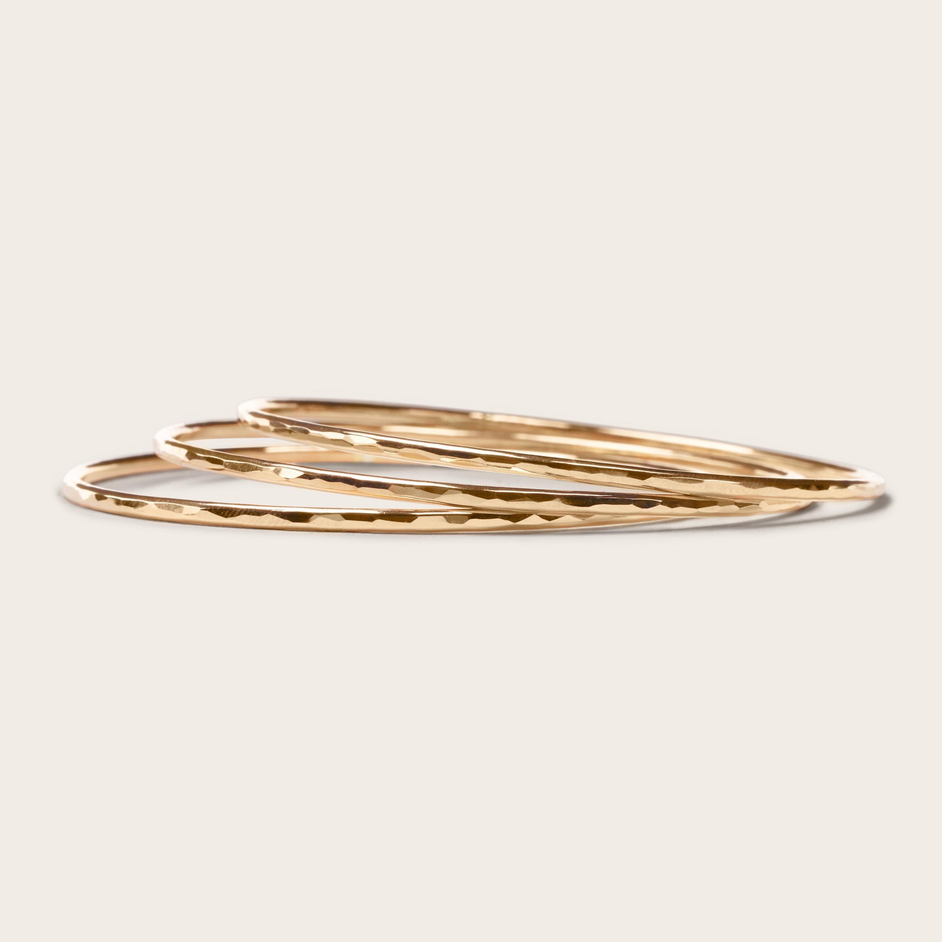 Thick 14K Gold Filled Hammered Bangle Bracelet - Perfect Stackable Gift!.
