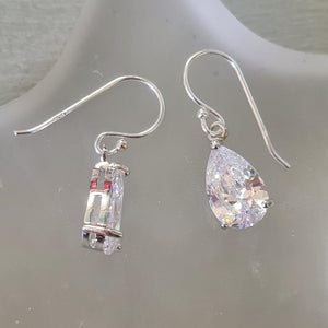 Small CZ Diamond Teardrop Earrings Sterling Silver Teardrop Wedding Earrings Dainty Crystal Drop Bridal Earrings Sparkly Prom Jewellery Gift