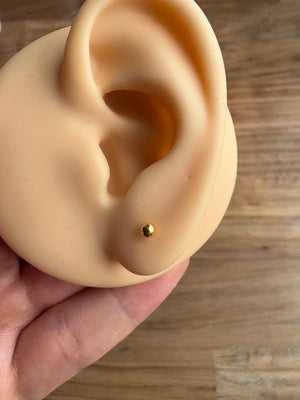 Luxurious 24K Solid Gold AU999 Minimalist Ball Stud Earrings.