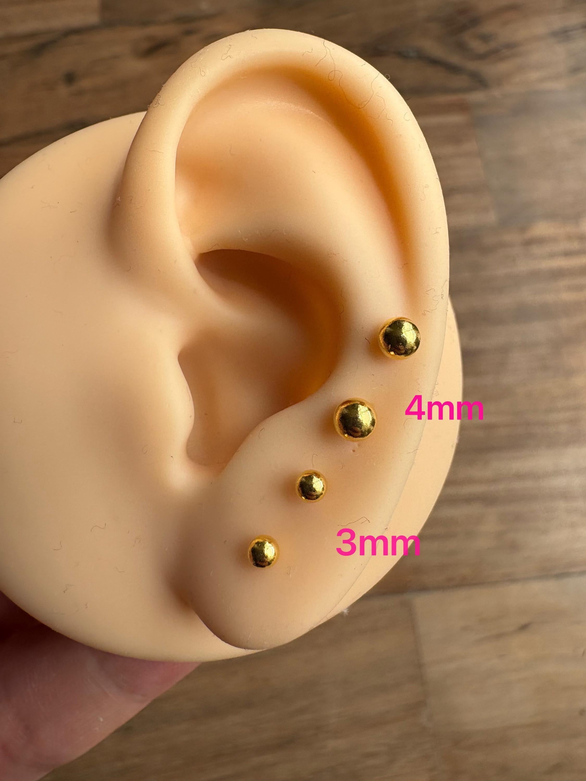Luxurious 24K Solid Gold AU999 Minimalist Ball Stud Earrings.