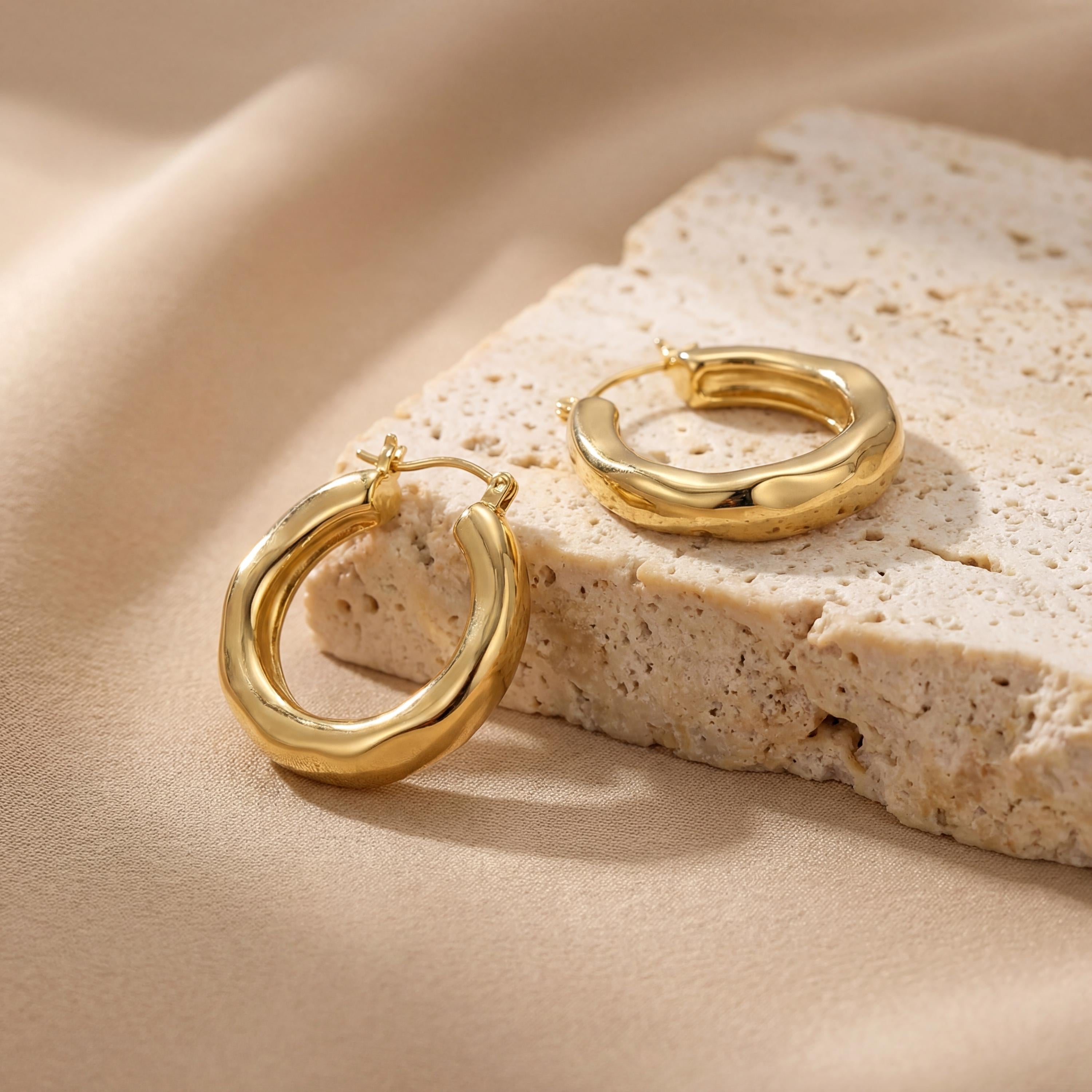18K Gold Filled Chunky Hoop Earrings, Thick Gold Hoops, Minimalist Statement Earrings, Bold Gold Jewelry, Trendy Gift for Her
