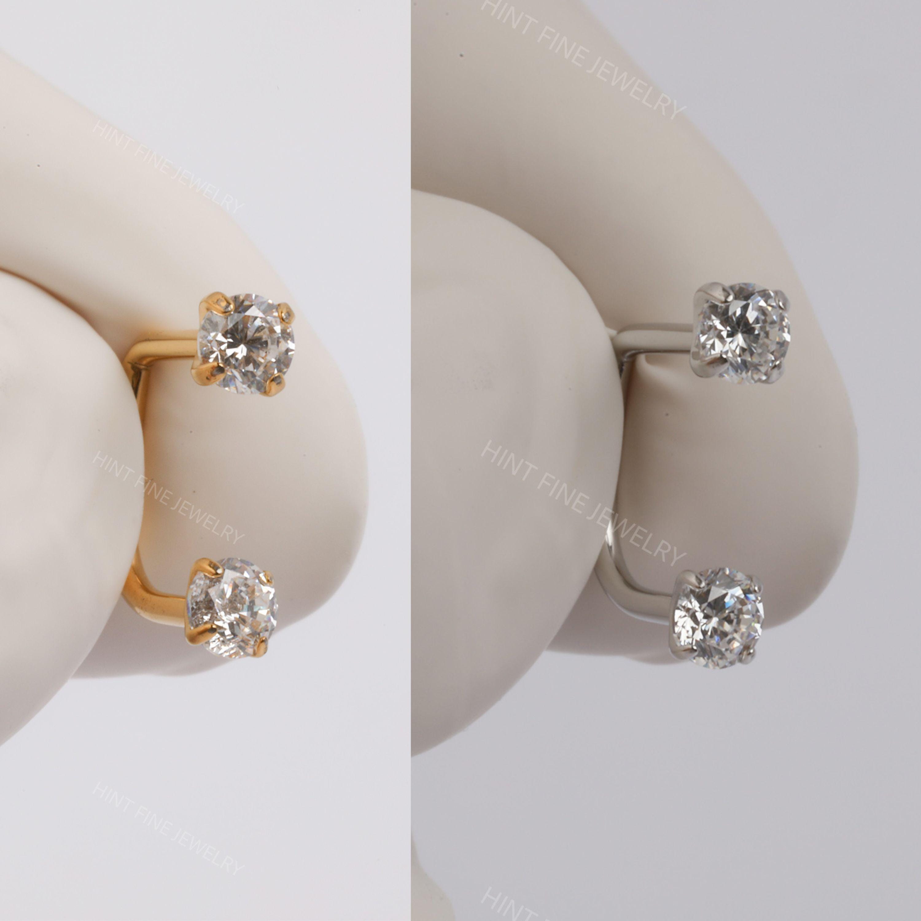 Sold as SINGLE- Waterproof 18G Titanium Flatback Front Back Earrings, Ear Jacket, Helix Stud, Tragus Stud, Daith Stud, Rook Stud