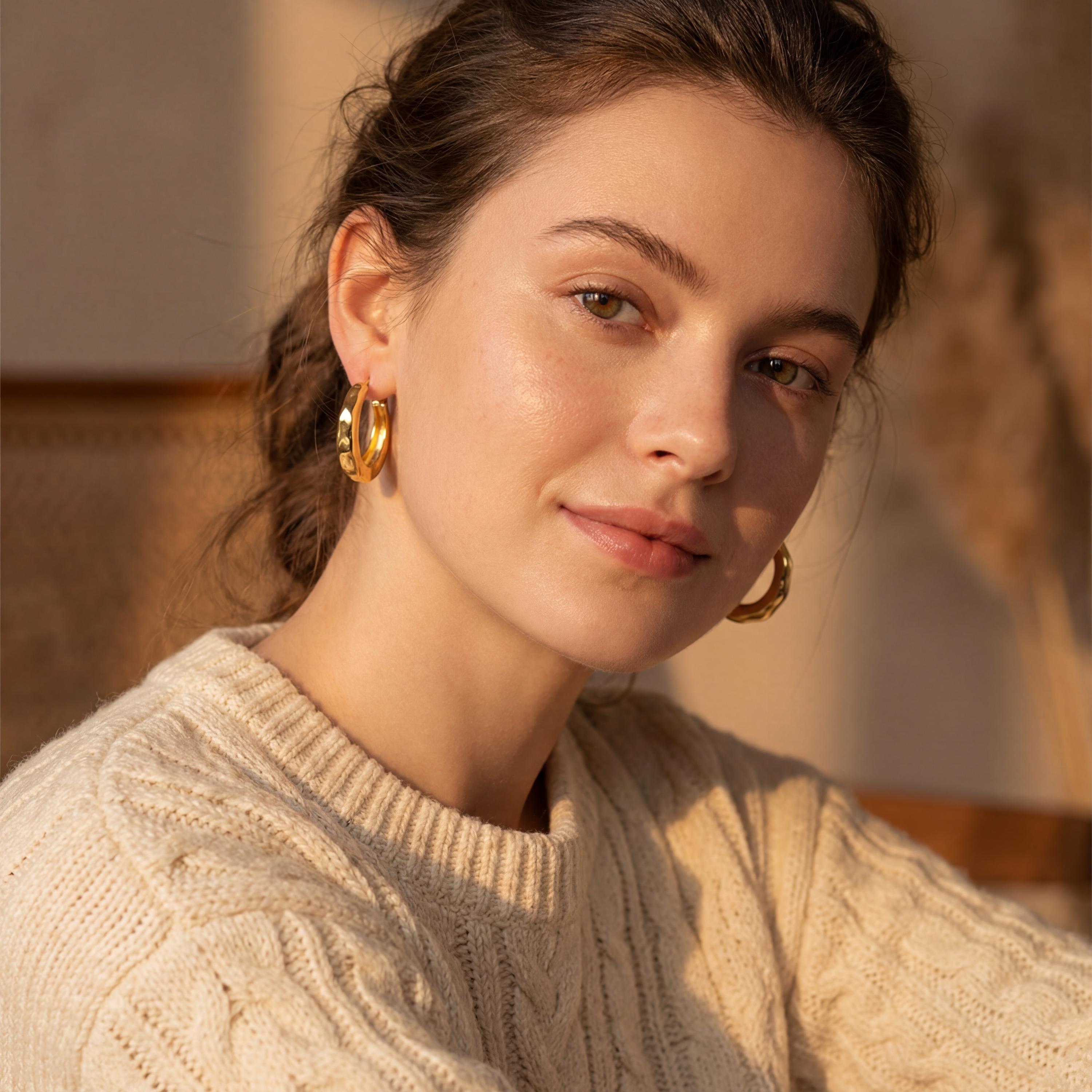 18K Gold Filled Chunky Hoop Earrings, Thick Gold Hoops, Minimalist Statement Earrings, Bold Gold Jewelry, Trendy Gift for Her