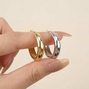 18K Gold Filled Chunky Hoop Earrings, Thick Gold Hoops, Minimalist Statement Earrings, Bold Gold Jewelry, Trendy Gift for Her