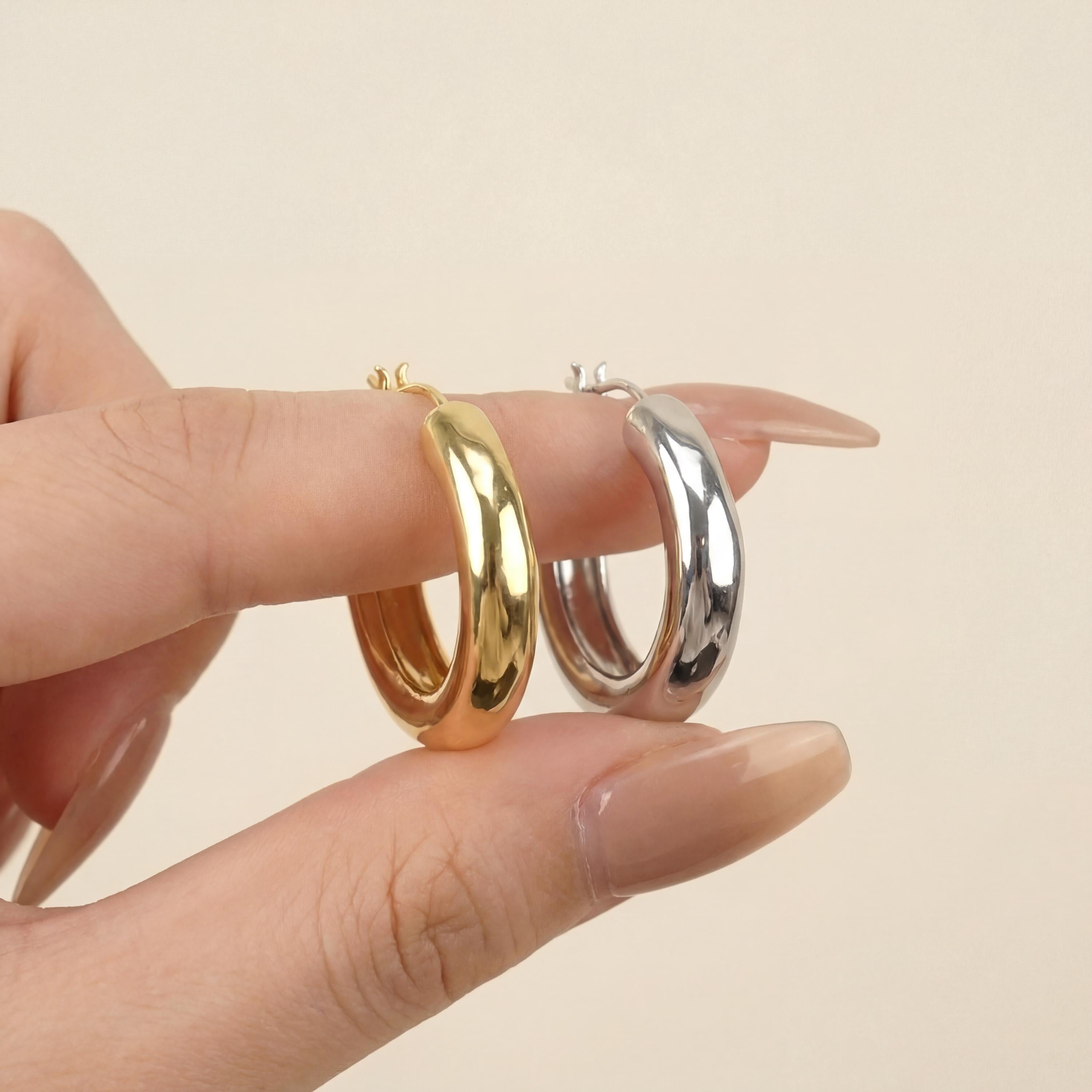 18K Gold Filled Chunky Hoop Earrings, Thick Gold Hoops, Minimalist Statement Earrings, Bold Gold Jewelry, Trendy Gift for Her