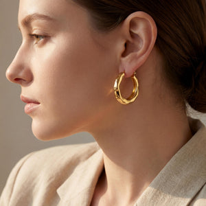 18K Gold Filled Chunky Hoop Earrings, Thick Gold Hoops, Minimalist Statement Earrings, Bold Gold Jewelry, Trendy Gift for Her