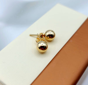 14K Solid Gold Ball Stud Earrings: Minimalist Dainty Jewelry