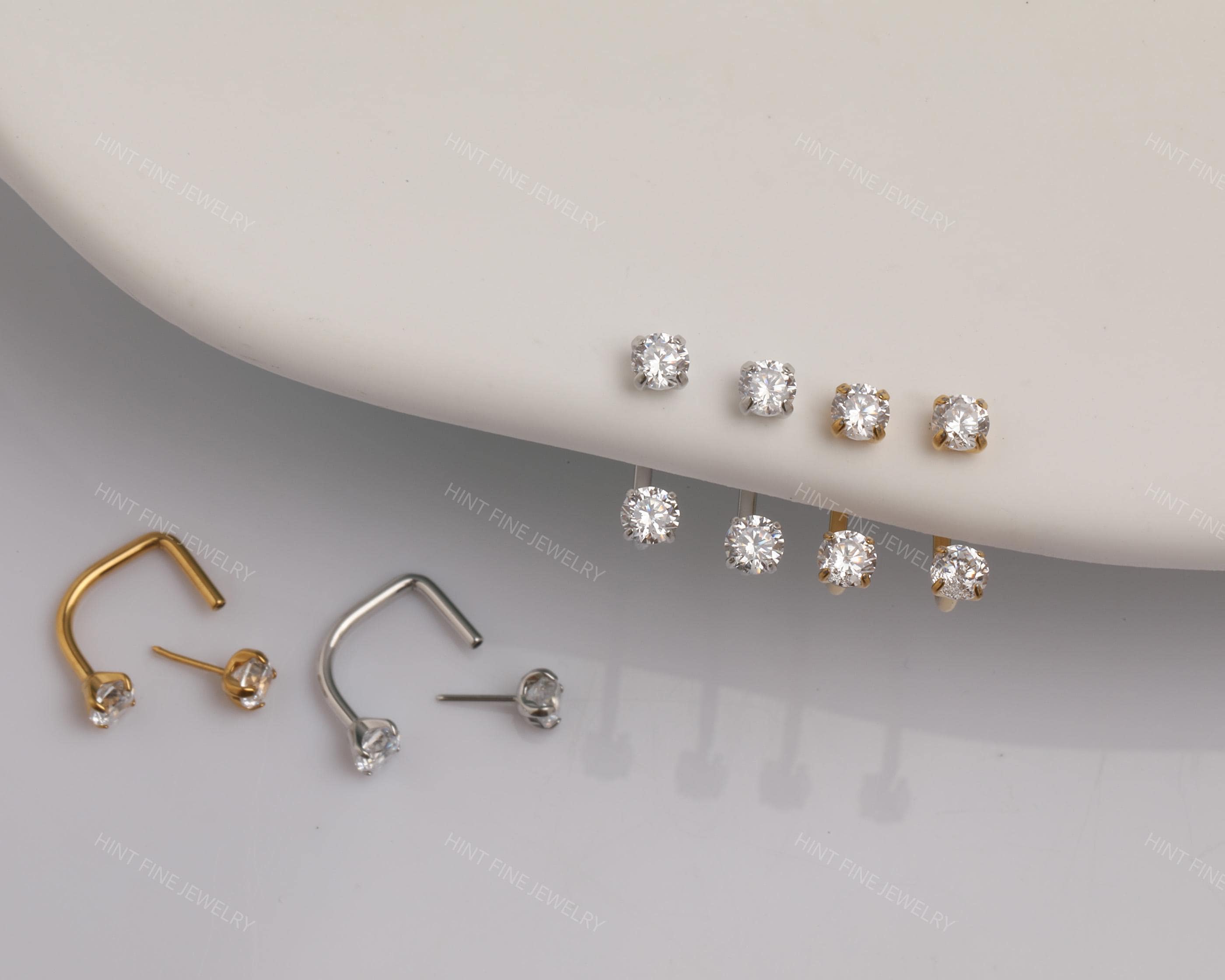 Sold as SINGLE- Waterproof 18G Titanium Flatback Front Back Earrings, Ear Jacket, Helix Stud, Tragus Stud, Daith Stud, Rook Stud