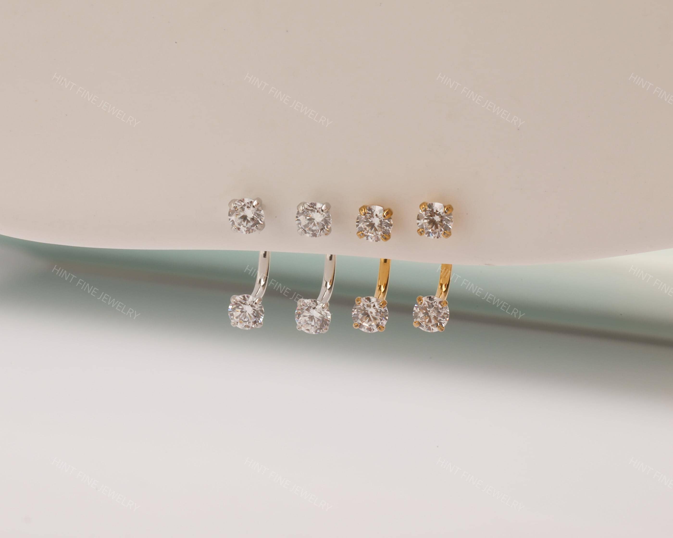 Sold as SINGLE- Waterproof 18G Titanium Flatback Front Back Earrings, Ear Jacket, Helix Stud, Tragus Stud, Daith Stud, Rook Stud