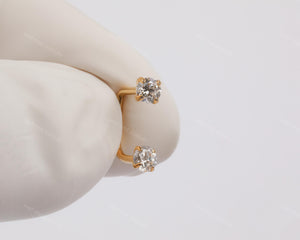 Sold as SINGLE- Waterproof 18G Titanium Flatback Front Back Earrings, Ear Jacket, Helix Stud, Tragus Stud, Daith Stud, Rook Stud