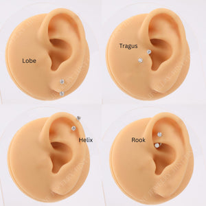 Sold as SINGLE- Waterproof 18G Titanium Flatback Front Back Earrings, Ear Jacket, Helix Stud, Tragus Stud, Daith Stud, Rook Stud