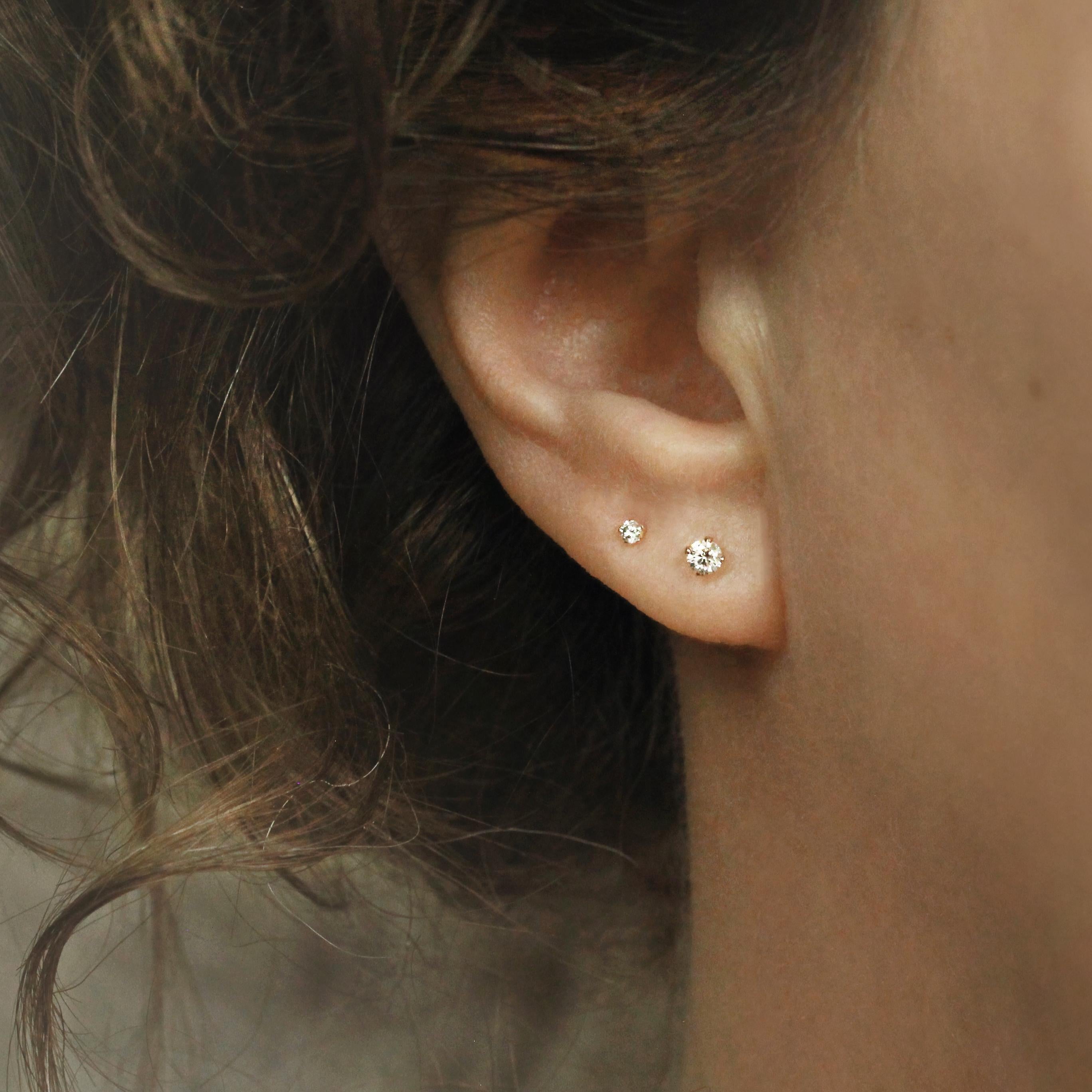 Stunning 2mm White Diamond Stud Earrings in Yellow Gold - Perfect Fine Jewelry Gift for Any Occasion.