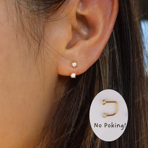 Waterproof 18G Titanium Flatback Front Back Earrings, Ear Jacket, Helix Stud, Tragus Stud, Daith Stud, Rook Stud