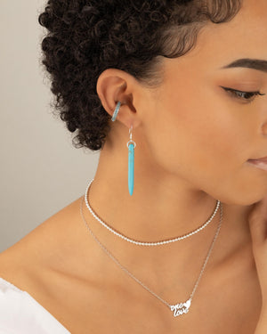 Turquoise Ear Cuff • Silver or Gold • Multi Stone CZ Pave Conch Hoop Wrap • No Piercing Needed