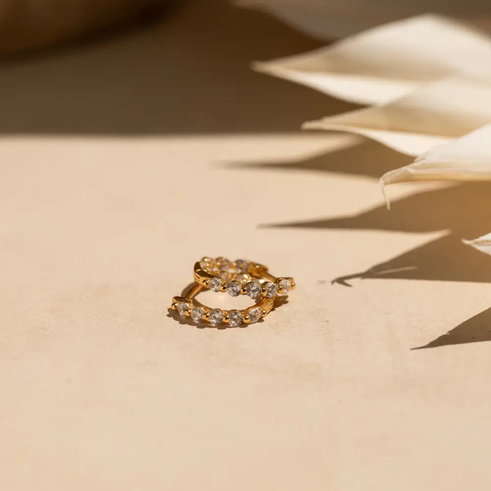 Inside Out Diamond Huggies by  • Dainty Huggie Hoops • Crystal Hoop Earrings • Minimalist Jewelry • Bridesmaid Gift • ER385