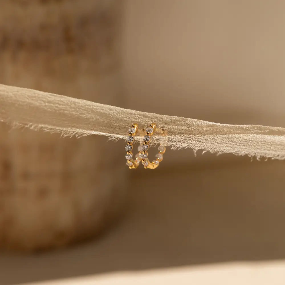 Inside Out Diamond Huggies by  • Dainty Huggie Hoops • Crystal Hoop Earrings • Minimalist Jewelry • Bridesmaid Gift • ER385