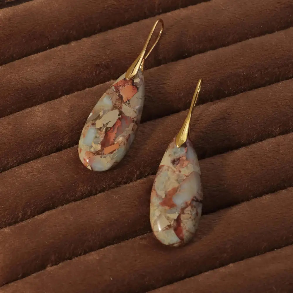 Jasper Teardrop Earrings: Natural Stone Healing Jewelry