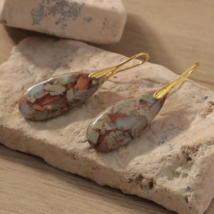 Jasper Teardrop Earrings: Natural Stone Healing Jewelry