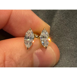 Lab Created 1.5Ct Marquise Diamond Earring: Gold Plated Sterling Silver