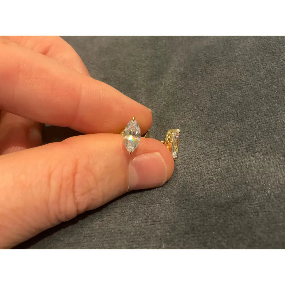 Lab Created 1.5Ct Marquise Diamond Earring: Gold Plated Sterling Silver