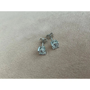 Lab Diamond 2.0 Carat Cushion Cut Stud Earrings: Platinum Plated Sterling Silver
