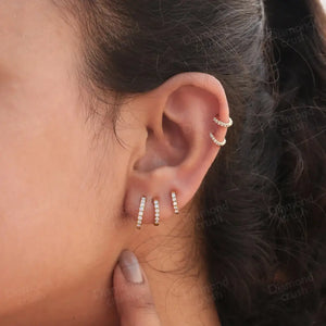 Lab Grown Diamond Earrings Small Hoop Earrings Cartilage Hoop Huggie Helix Hoops Thin Hoop Earrings Conch Earrings 14K Gold Diamond Hoop