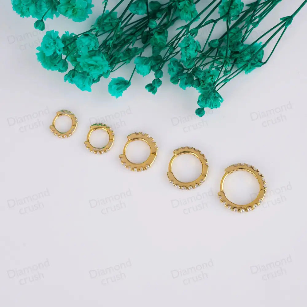 Lab Grown Diamond Earrings Small Hoop Earrings Cartilage Hoop Huggie Helix Hoops Thin Hoop Earrings Conch Earrings 14K Gold Diamond Hoop