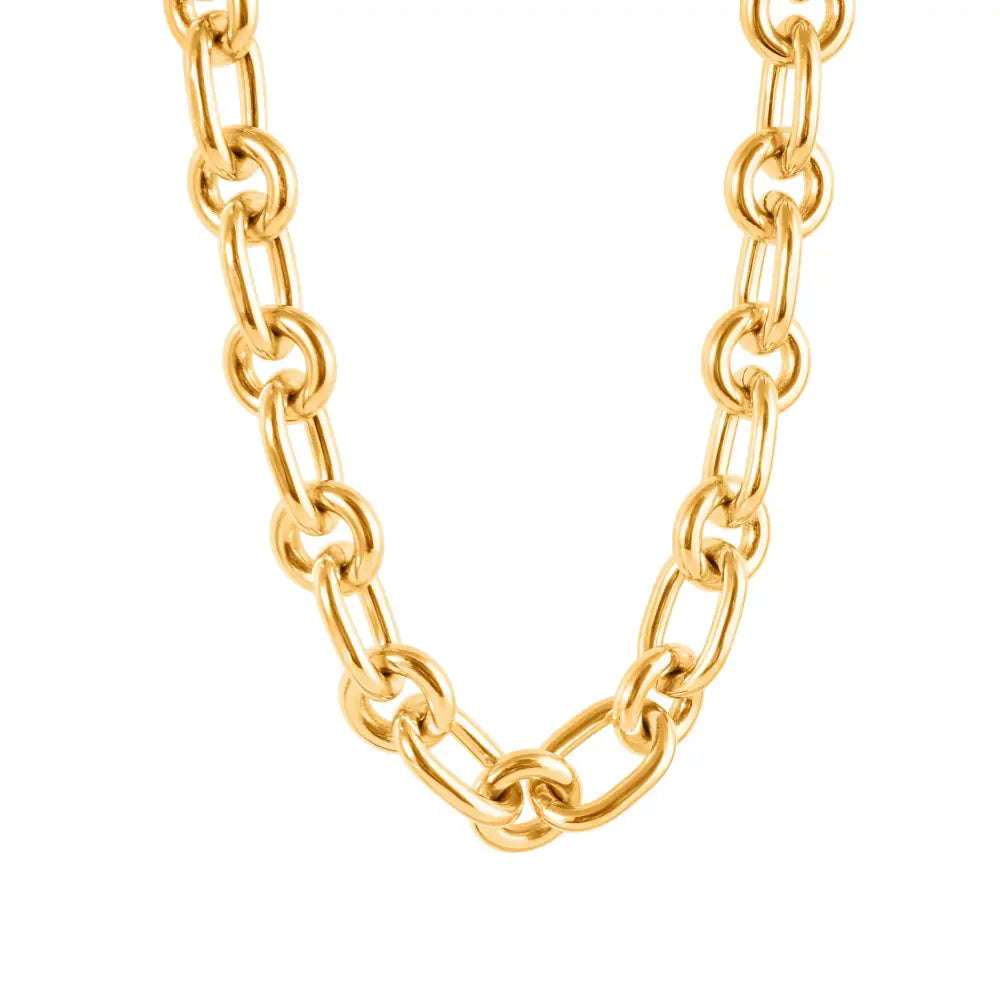 LARGE GOLD MIXED LINK CHAIN NECKLACE