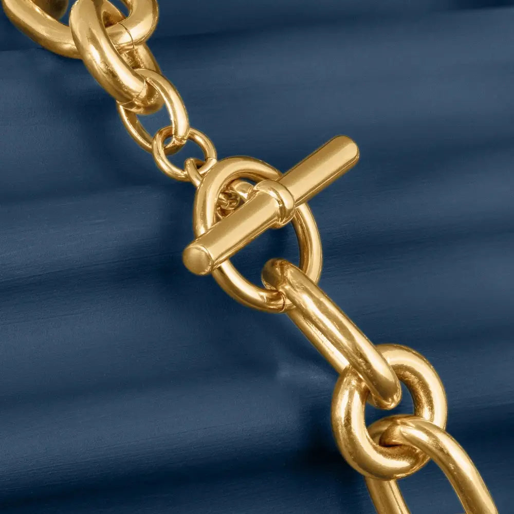 LARGE GOLD MIXED LINK CHAIN NECKLACE