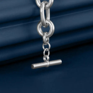 LARGE SILVER MIXED LINK CHAIN NECKLACE