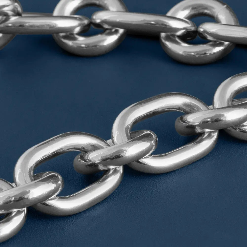 LARGE SILVER MIXED LINK CHAIN NECKLACE