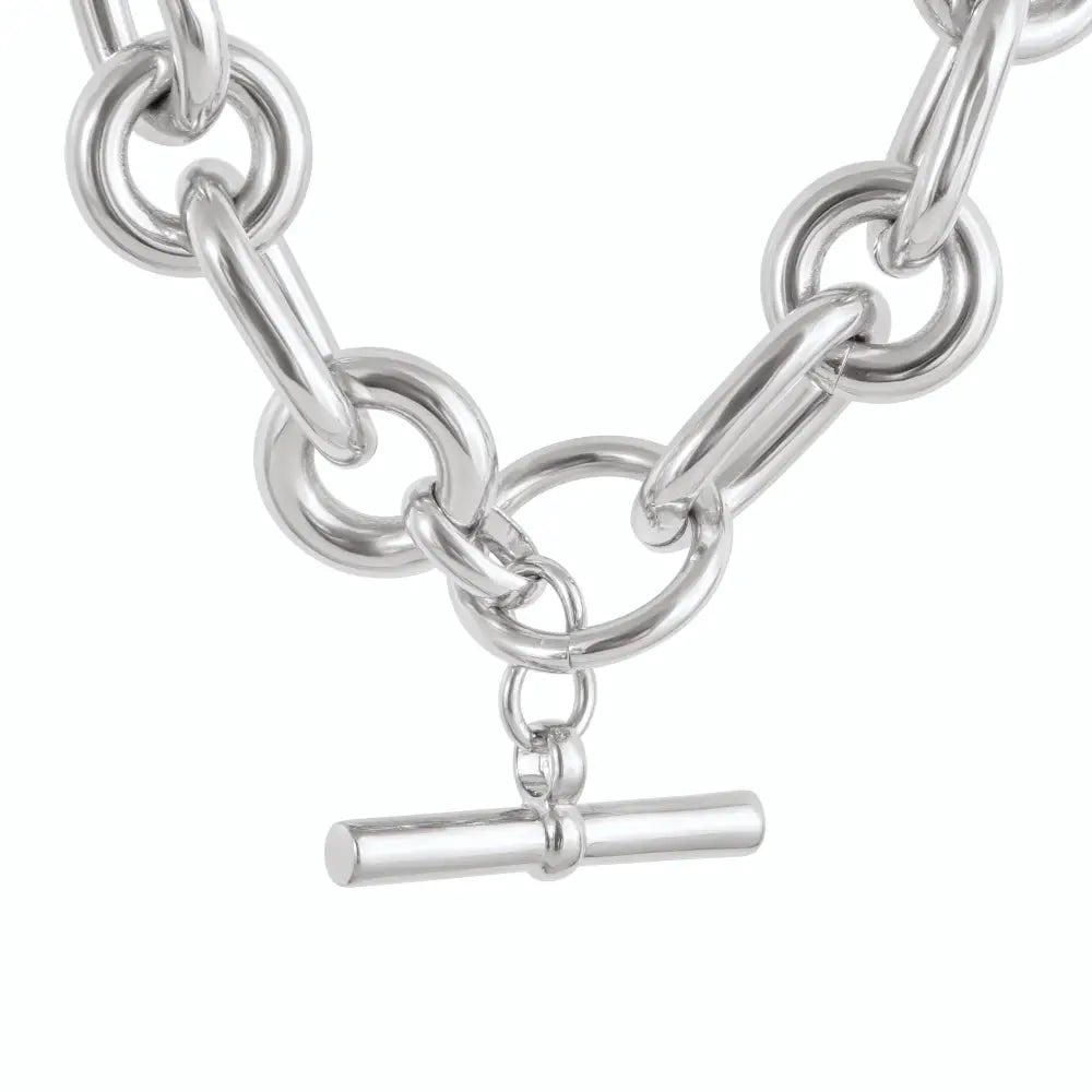 LARGE SILVER MIXED LINK CHAIN NECKLACE